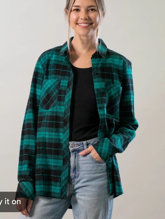 PLADRA Tops - PLADRA Women's Every Day Flannel Shirt- Harbor Black small